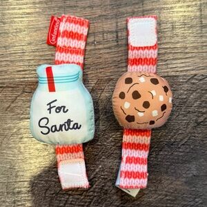 Infantino Christmas Baby Wrist/Ankle Rattles Milk and Cookies Like New